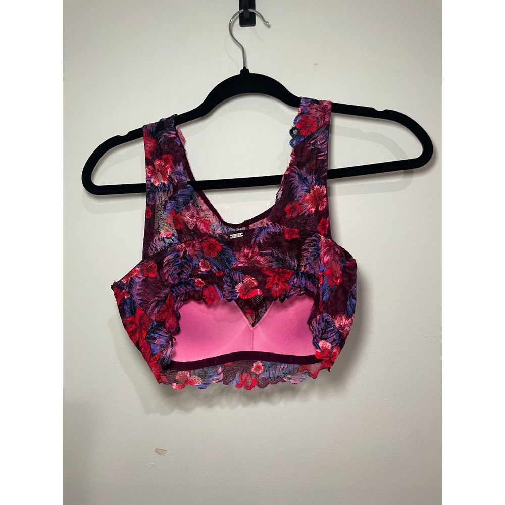 PINK Victoria’s Secret Very sexy floral‎ lace bralette size M/M Cami Lace - Picture 4 of 6